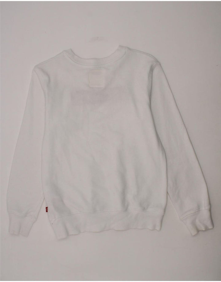 LEVI'S Boys Graphic Sweatshirt Jumper 11-12 Years White Cotton Vintage Levi's and Second-Hand Levi's from Messina Hembry 