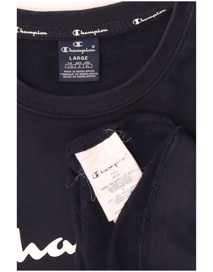 Champion Mens Sweatshirt Jumper Large Navy Blue Cotton