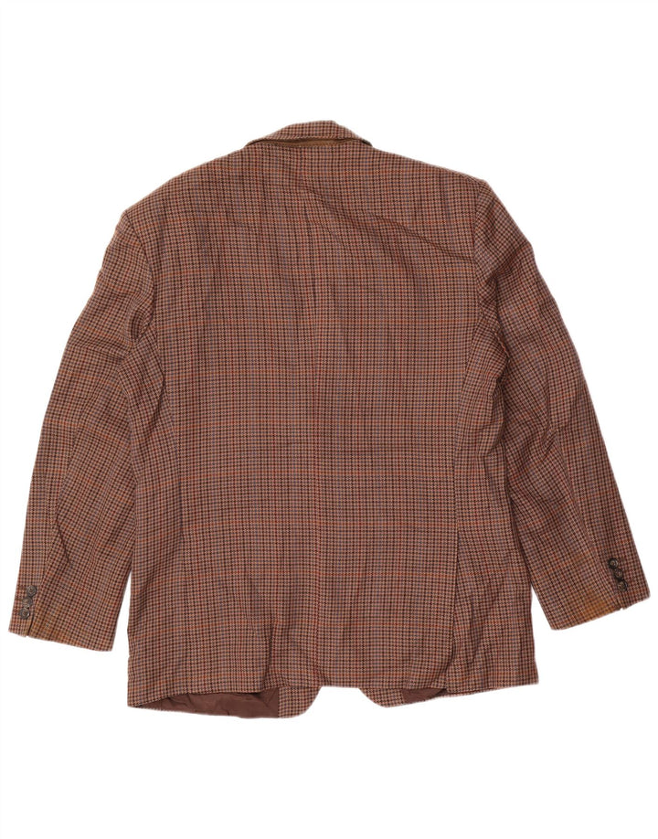 Marks & Spencer Mens Short Blazer Jacket UK 40 Medium Brown Houndstooth