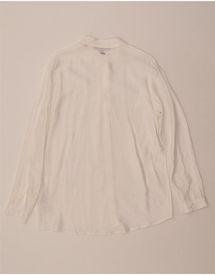 ARMANI EXCHANGE Womens Shirt UK 16 Large White Pinstripe Viscose