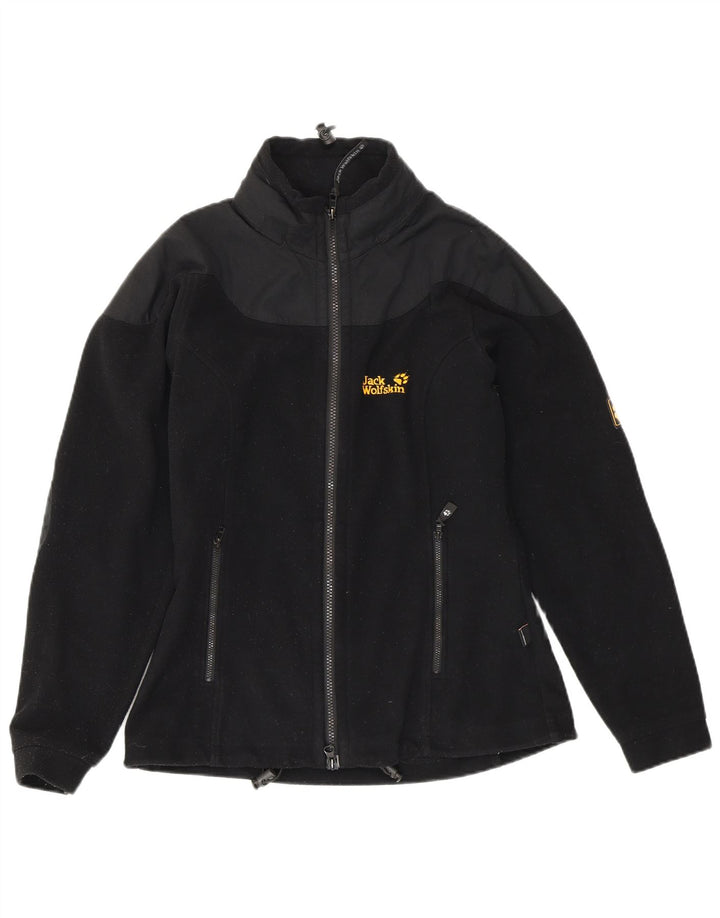 JACK WOLFSKIN Womens Oversized Fleece Jacket UK 10 Small Black Colourblock