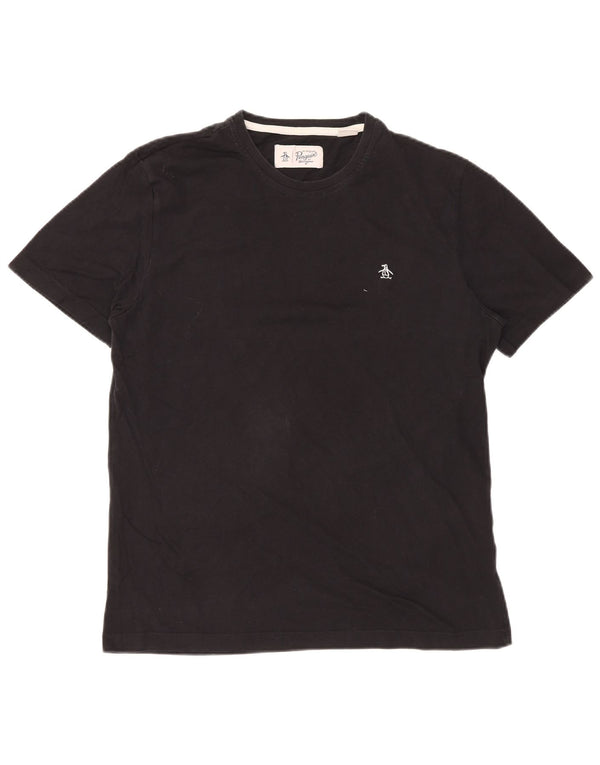 PENGUIN Mens T-Shirt Top Large Black Cotton