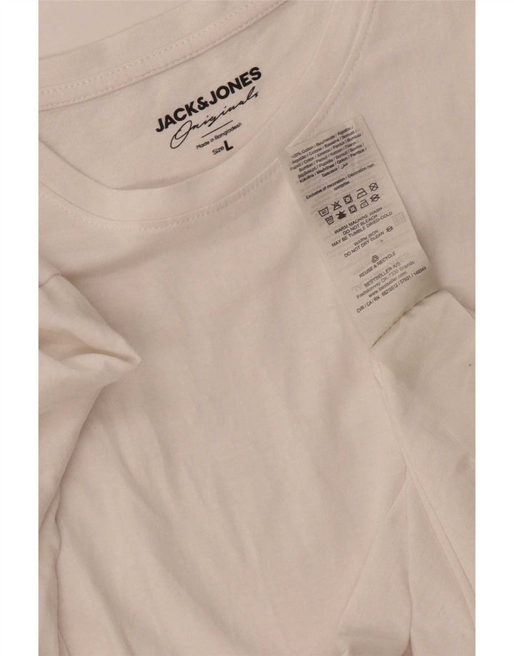 Jack & Jones Mens T-Shirt Top Large White Cotton