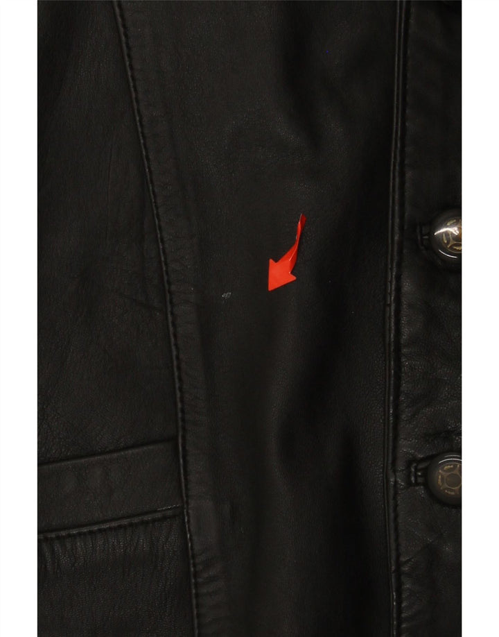 VINTAGE Mens Leather Waistcoat Medium Black