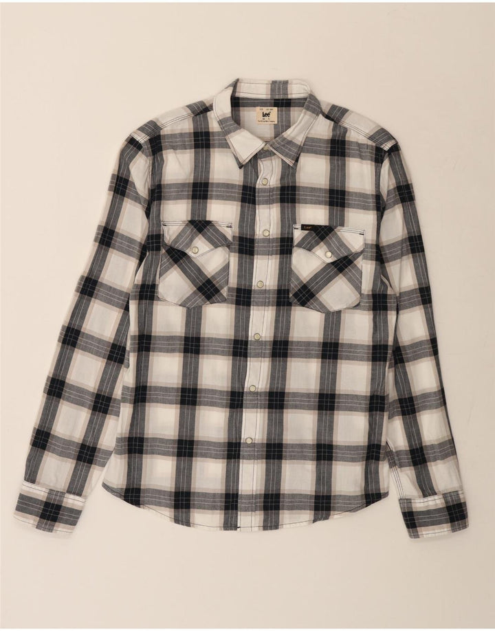 LEE Mens Shirt Large Black Check Cotton