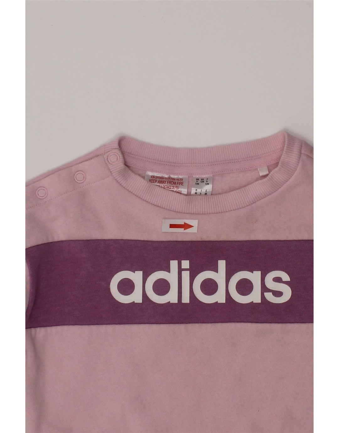 ADIDAS Baby Girls Graphic Sweatshirt Jumper 9-12 Months Pink Colourblock