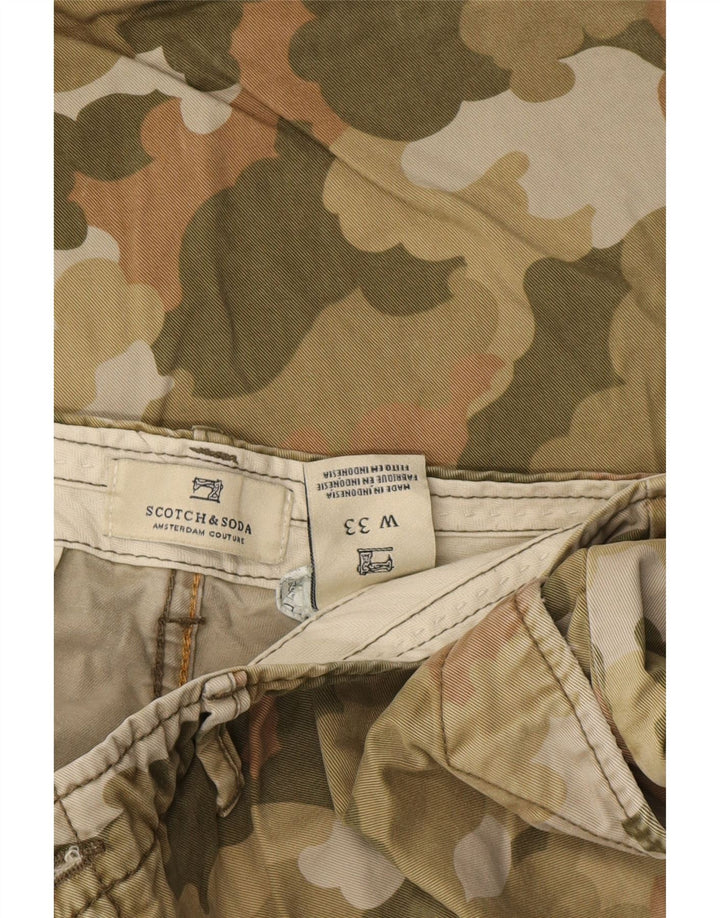 SCOTCH & SODA Mens Chino Shorts W33 Medium Khaki Camouflage Cotton