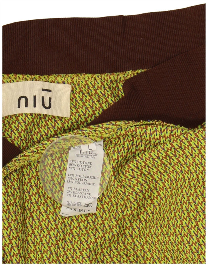 NIU Womens A-Line Skirt Large W32  Green Houndstooth Cotton