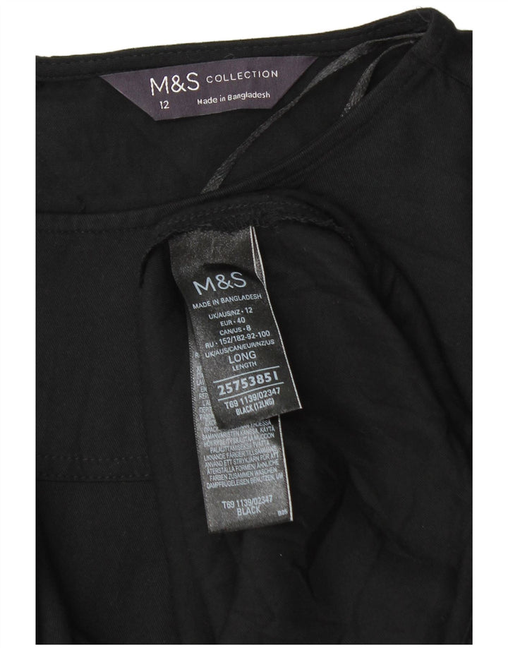 Marks & Spencer Womens 3/4 Sleeve Shift Dress UK 12 Medium Black Viscose