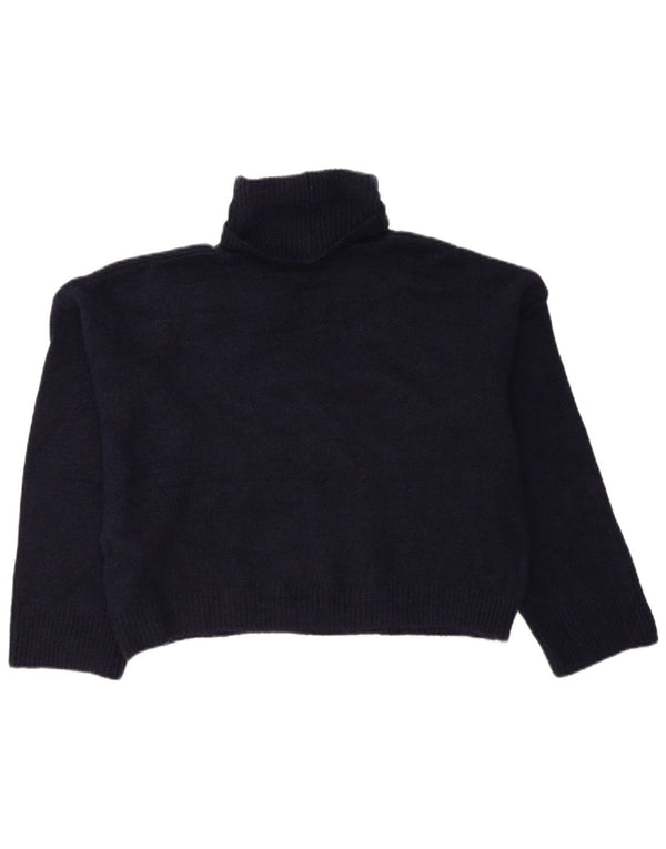 Zara Womens Oversized Roll Neck Jumper Sweater UK 10 Small Navy Blue