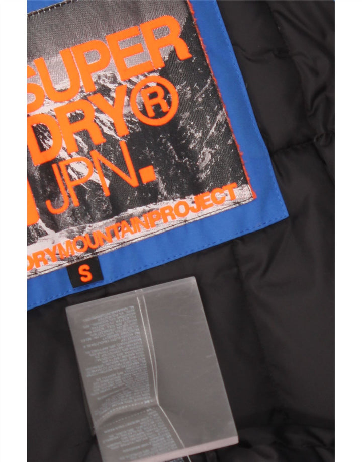 SUPERDRY Mens Graphic Hooded Padded Coat UK 36 Small Blue Nylon