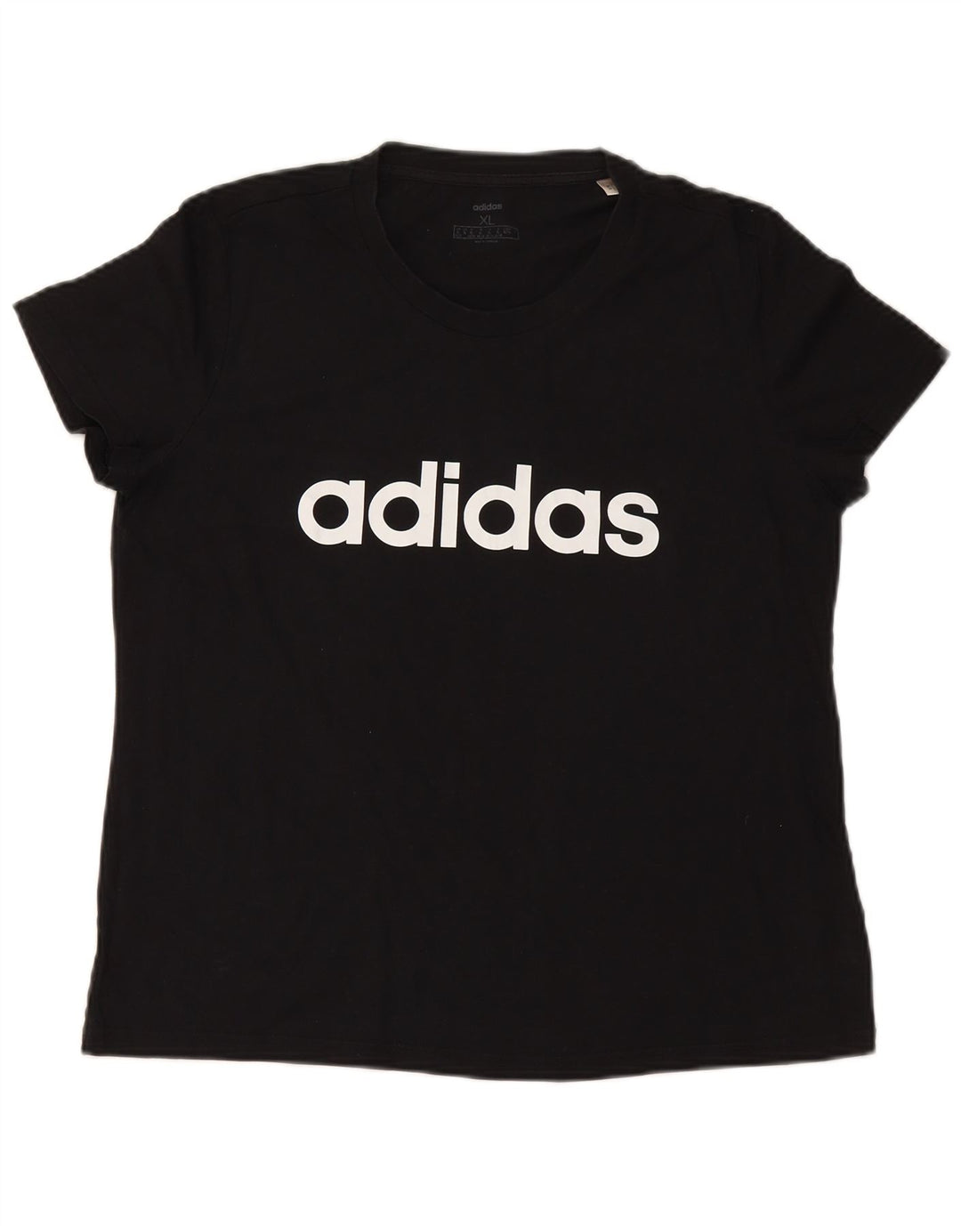 ADIDAS Womens Graphic T-Shirt Top UK 20/22 XL Black Cotton