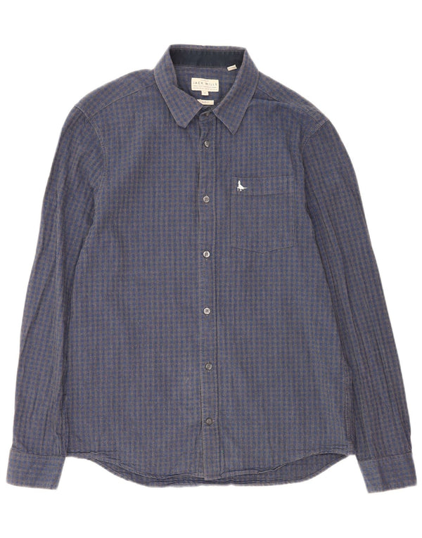 Jack Wills Mens Slim Fit Shirt Medium Blue Gingham Cotton