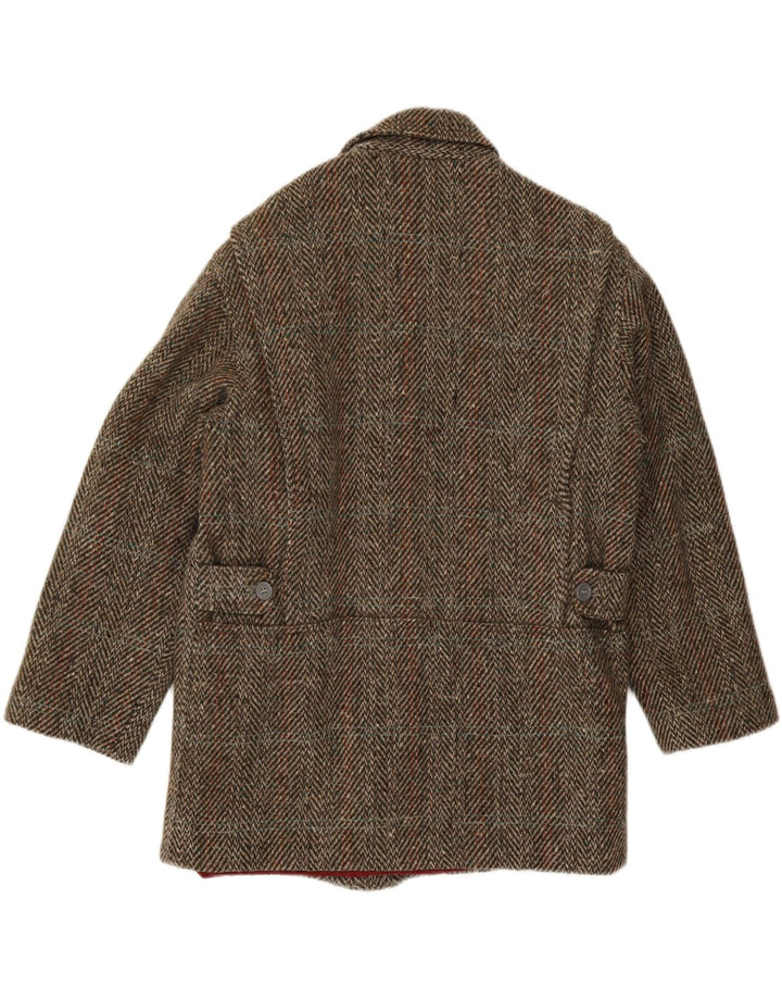 FACIBA Mens Overcoat IT 50 Large Brown Herringbone Wool
