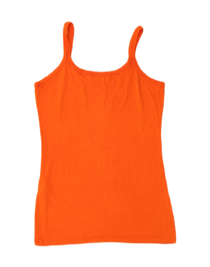 Vintage Womens Cami Top UK 14 Large Orange Viscose