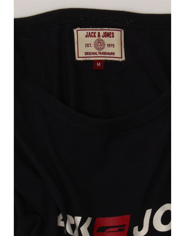 JACK & JONES Mens Graphic Top Long Sleeve Medium Navy Blue Cotton Vintage Jack & Jones and Second-Hand Jack & Jones from Messina Hembry 