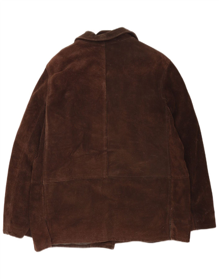 Vintage Womens Suede Jacket IT 46 Large Brown Leather