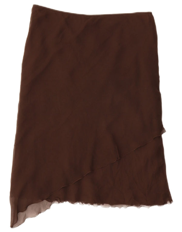 MAX & CO. Womens Asymmetrical Skirt UK 14 Large W32 Brown Silk
