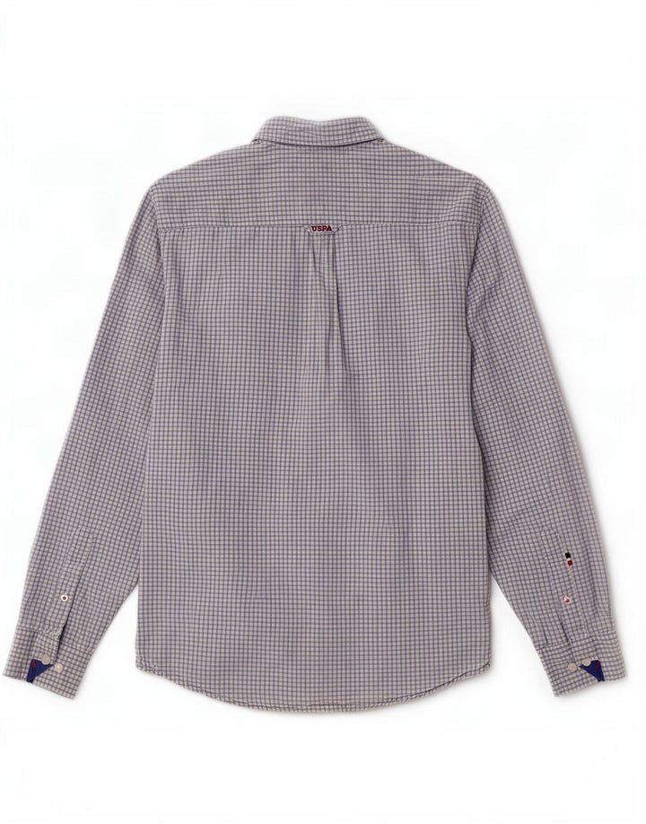 U.S. Polo Assn. Mens Shirt Medium Blue Gingham Cotton