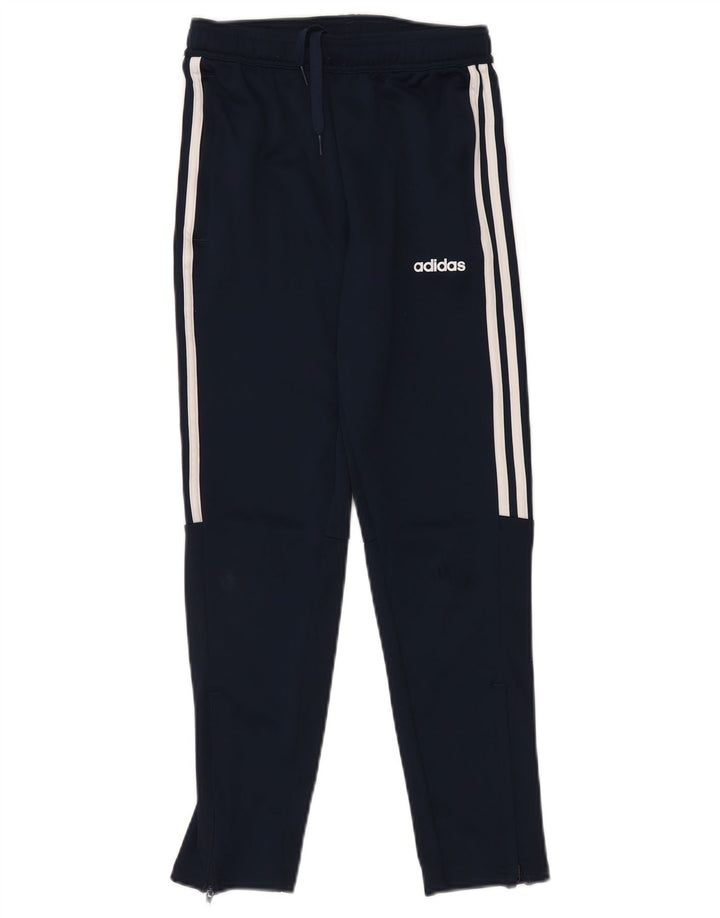ADIDAS Boys Aeroready Tracksuit Trousers 11-12 Years Navy Blue Polyester