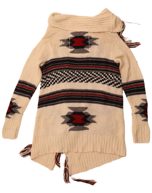 SUPERDRY Womens Longline Cardigan Sweater UK 14 Medium Off White