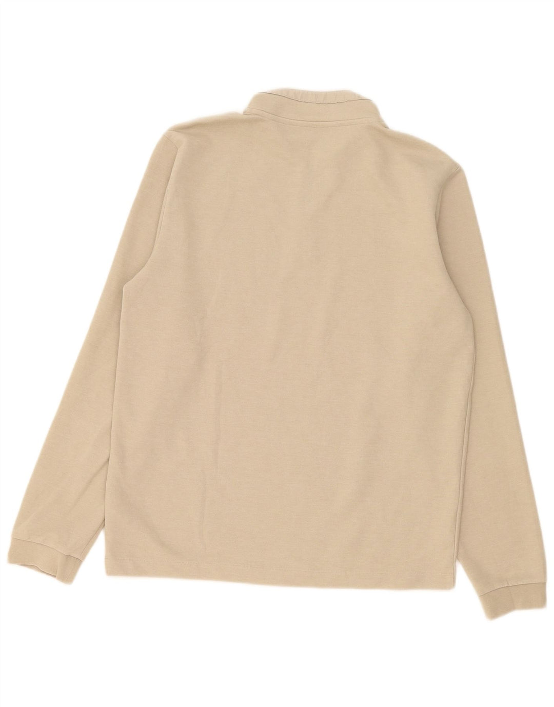 Marks & Spencer Mens 1/4 Zip Top Long Sleeve Medium Beige Cotton