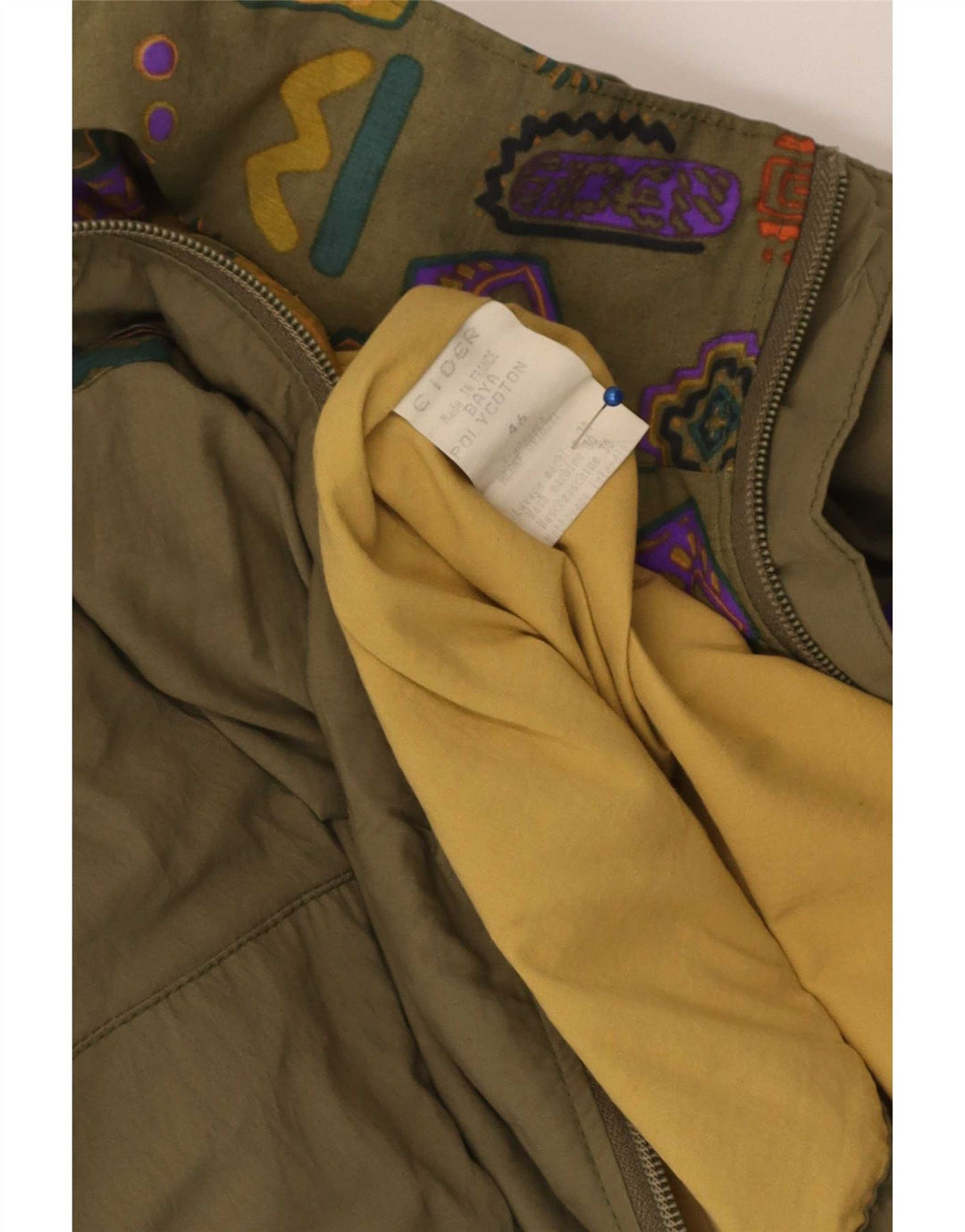 Cider Mens Utility Jacket EU 46 Small Khaki Geometric Cotton
