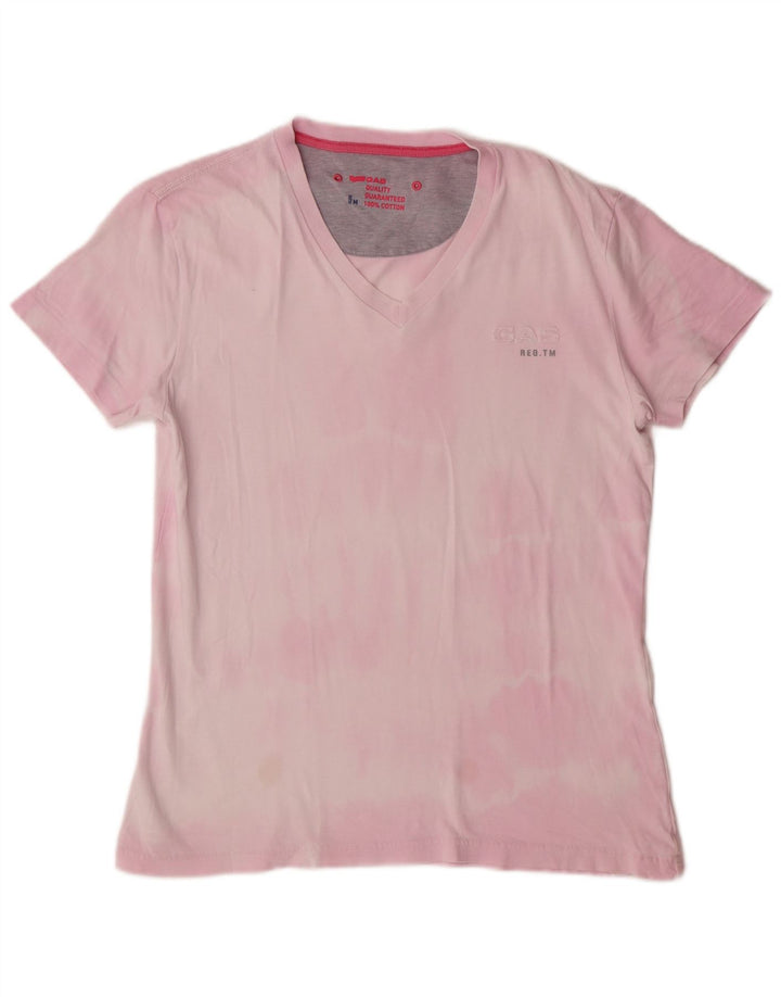 Gas Mens T-Shirt UK 14 Medium Pink Tie Dye Cotton