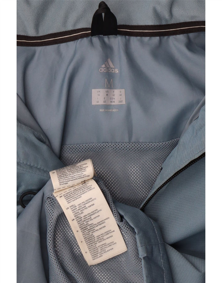 Adidas Womens Hooded Rain Jacket UK 14 Medium Blue Polyester