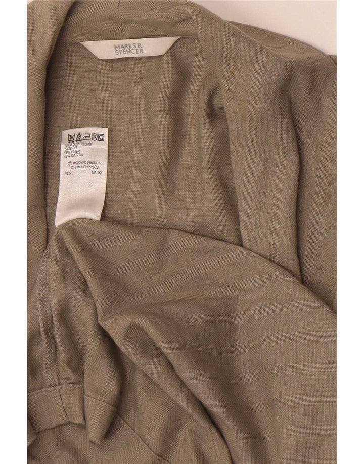 Marks & Spencer Womens Robe Overcoat UK 14 Medium Grey Linen