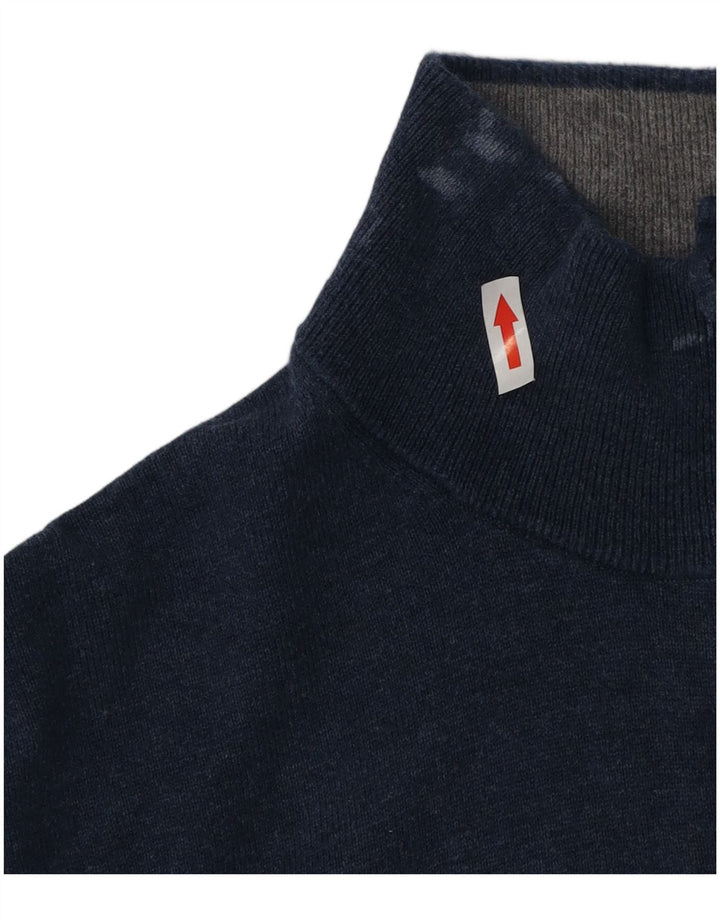 Gant Mens Zip Neck Jumper Sweater 2XL Navy Blue Cotton