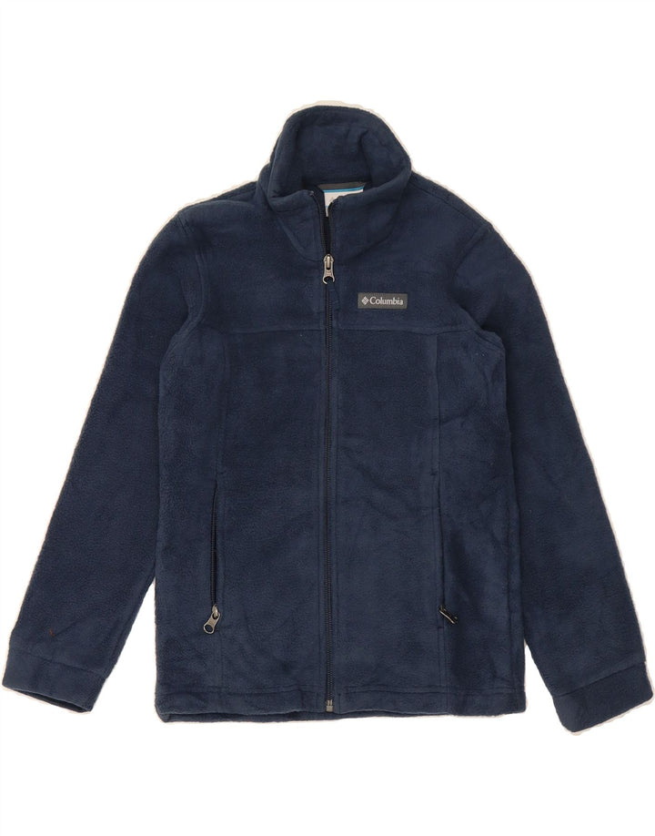 COLUMBIA Girls Fleece Jacket 7-8 Years Small  Navy Blue Polyester Vintage Columbia and Second-Hand Columbia from Messina Hembry 