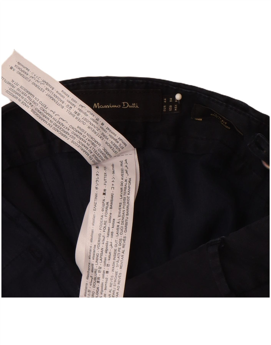 MASSIMO DUTTI Mens Slim Fit Chino Trousers EU 44 Large W34 L32 Navy Blue