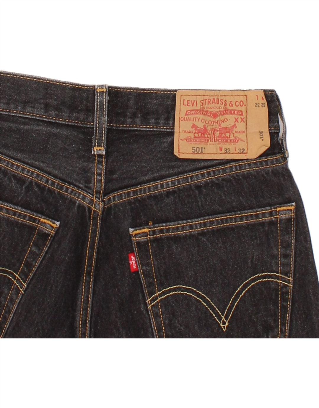LEVI'S Mens 501 Denim Shorts W32 Medium Black Cotton