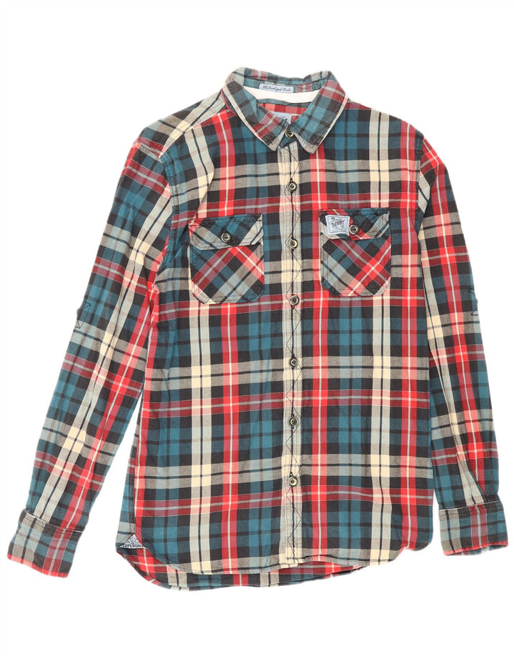 Superdry Mens Flannel Shirt Medium Multicoloured Check Cotton