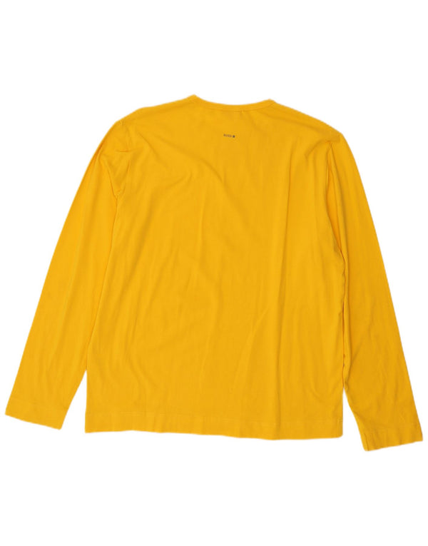 HUGO BOSS Mens Top Long Sleeve Large Yellow Cotton