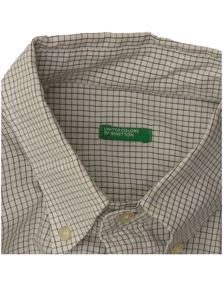 Benetton Mens Shirt Medium White Check