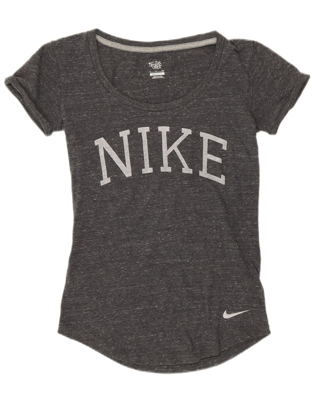 NIKE Womens Graphic T-Shirt Top UK 10 Small Grey Flecked
