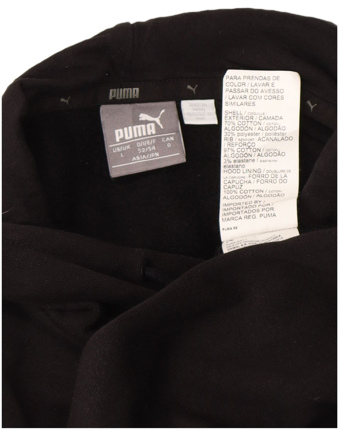 PUMA Mens Graphic Hoodie Jumper Large Black Cotton