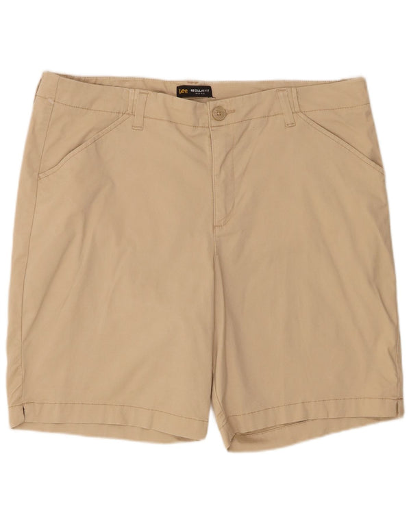 Lee Womens Mid Rise Regular Fit Casual Shorts US 18 2XL W38 Beige Cotton