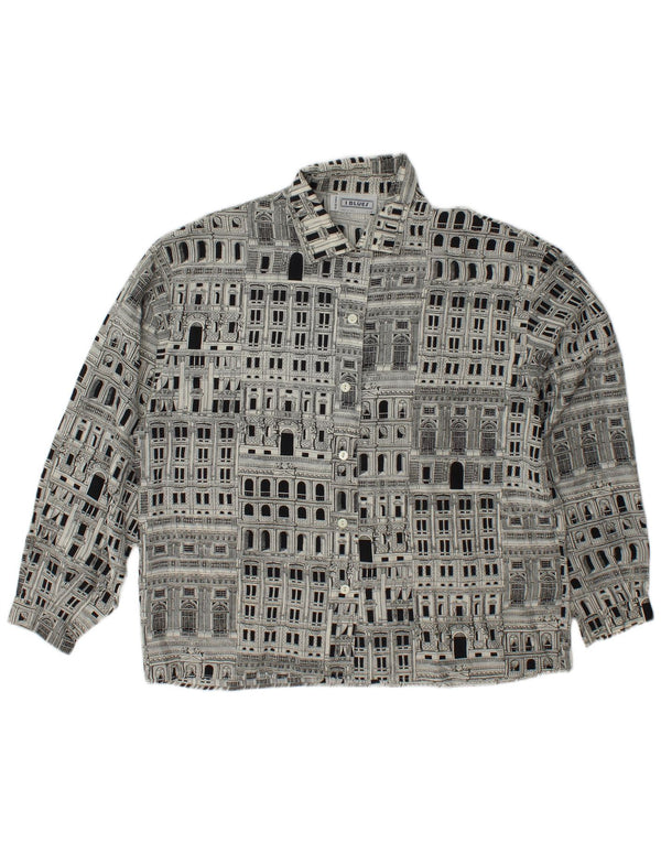 I BLUES Womens Graphic Shirt Blouse IT 46 Large Black Silk