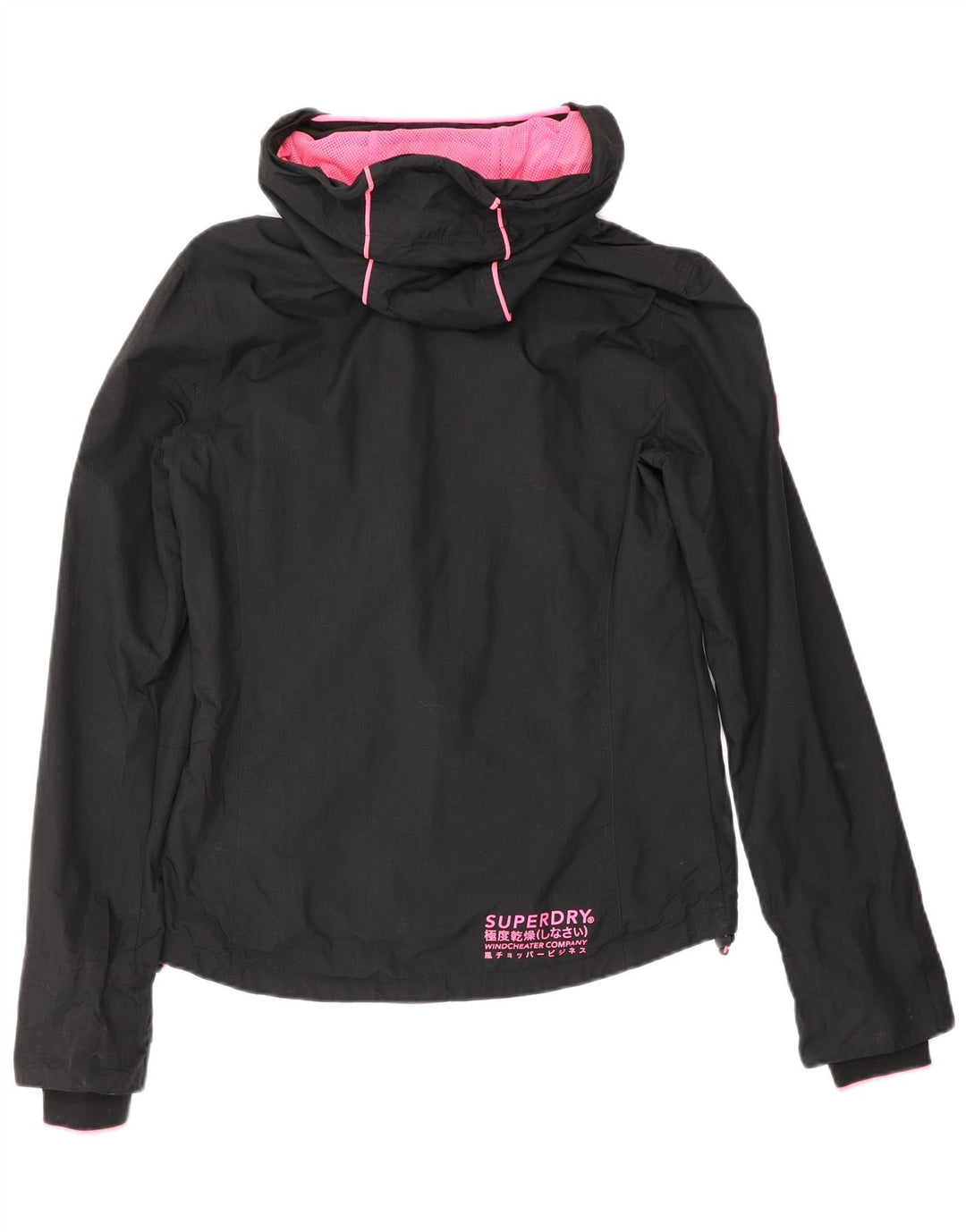 Superdry Womens Hooded Rain Jacket UK 8 Small  Black Nylon