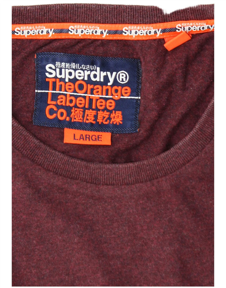 SUPERDRY Mens T-Shirt Top Large Burgundy Cotton