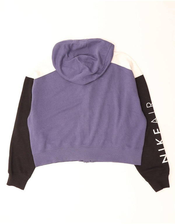 Nike Womens Oversized Crop Zip Hoodie Sweater UK 18 XL Purple Colourblock
