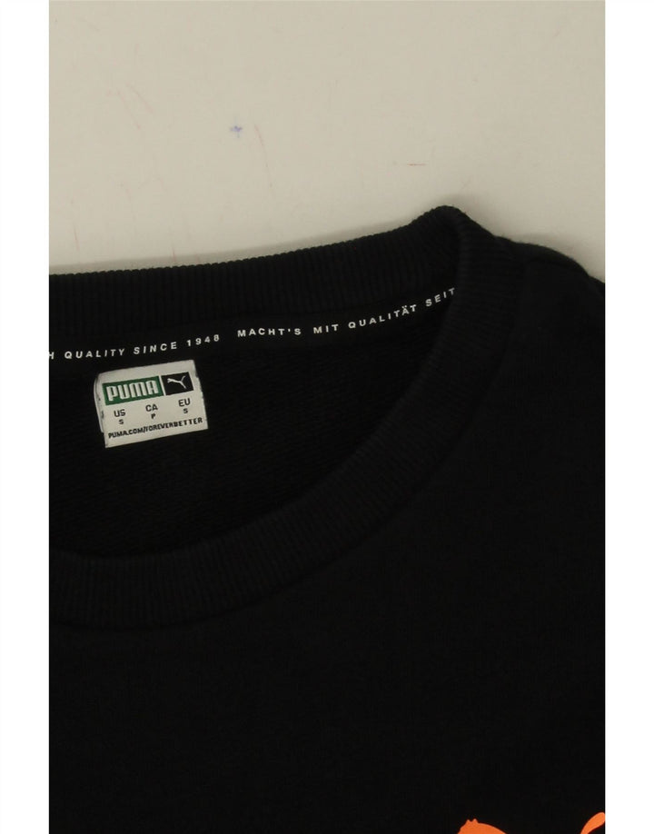 PUMA Womens Oversized Sweatshirt Jumper UK 10 Small Black Colourblock Vintage Puma and Second-Hand Puma from Messina Hembry 