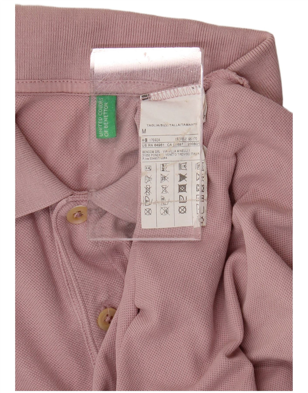 BENETTON Mens Polo Shirt Medium Pink Cotton