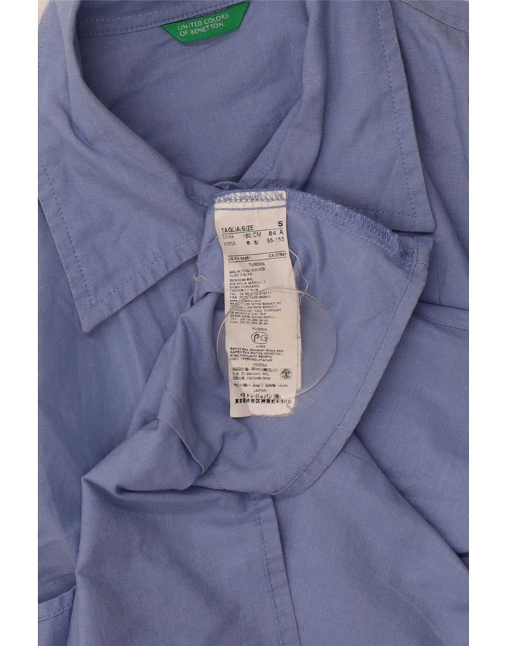 Benetton Womens Shirt UK 10 Small Blue Cotton