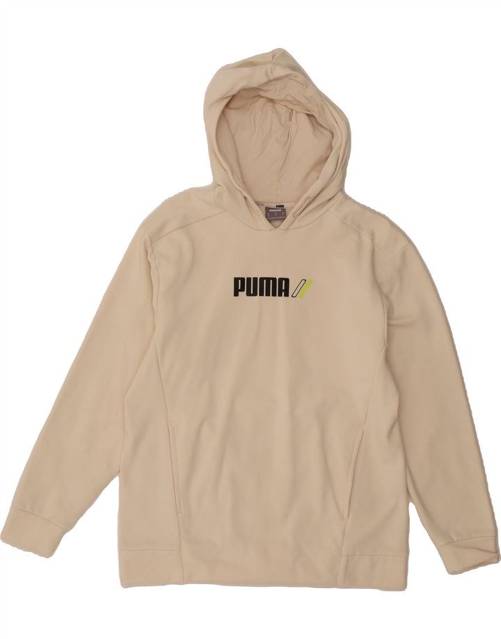 PUMA Mens Graphic Hoodie Jumper Medium Off White Polyester Vintage Puma and Second-Hand Puma from Messina Hembry 