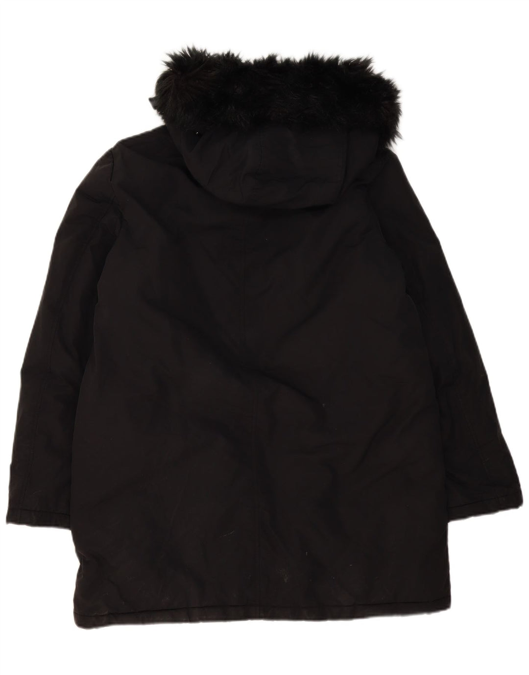 Zara Womens Hooded Oversized Parka Jacket UK 16 Large Black Polyester