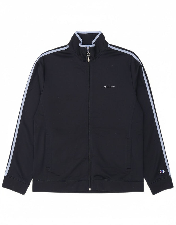 CHAMPION Mens Easy Fit Tracksuit Top Jacket Large Navy Blue Polyester